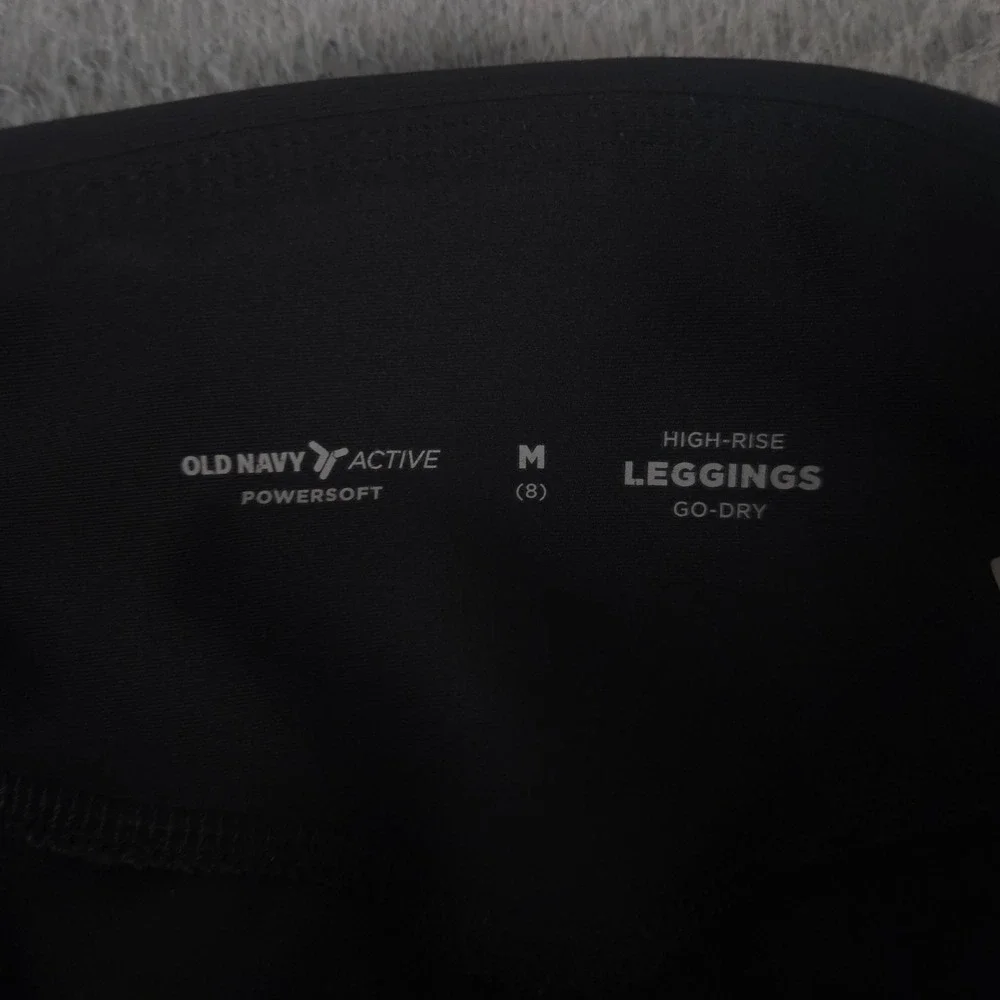 LOT OF 2 Old Navy Leggings Girls M 8 Black PowerPress PowerSoft Crop Side Pocket